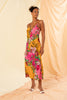 jumbled kachel Valentina dress slip orange pink floral flowers midi slinky silk bright summer womens fashion australia jumbledonline